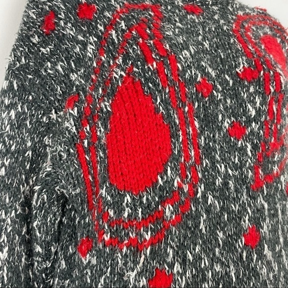 Susann D Red Gray Paisley Knit Sweater Dress Vintage Size Small Wool Blend - Picture 3 of 8
